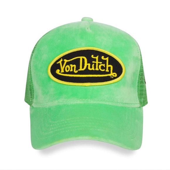 NWT VON DUTCH VELVET LIME HOLLYWOOD TRUCKER HAT